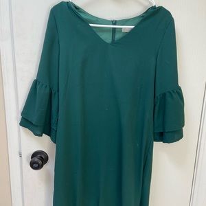 Emerald green quarter length sleeve dress